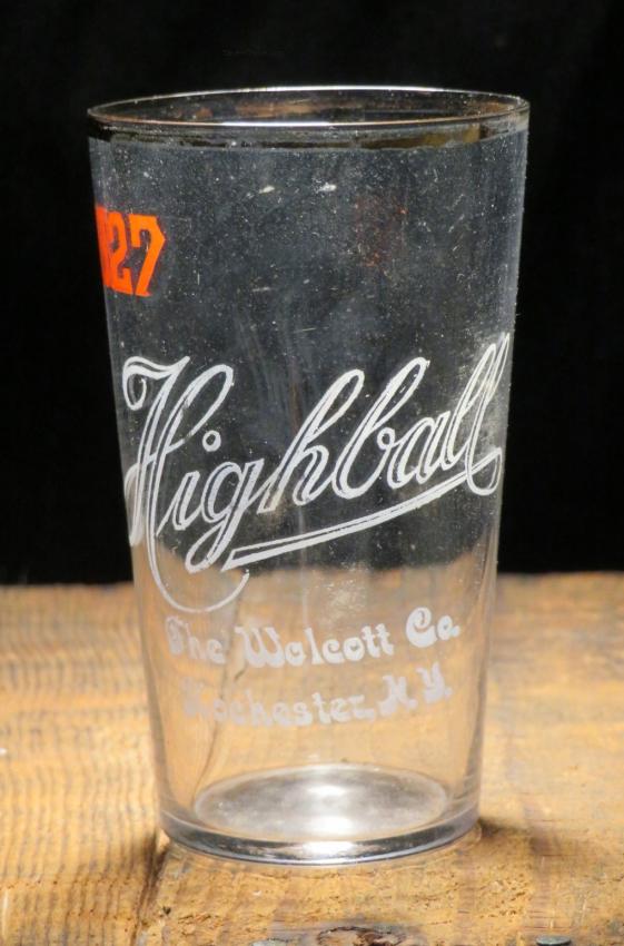 1827 Whiskey Highball 3½ Inch Etched Glass Wolcott Co., Rochester New York