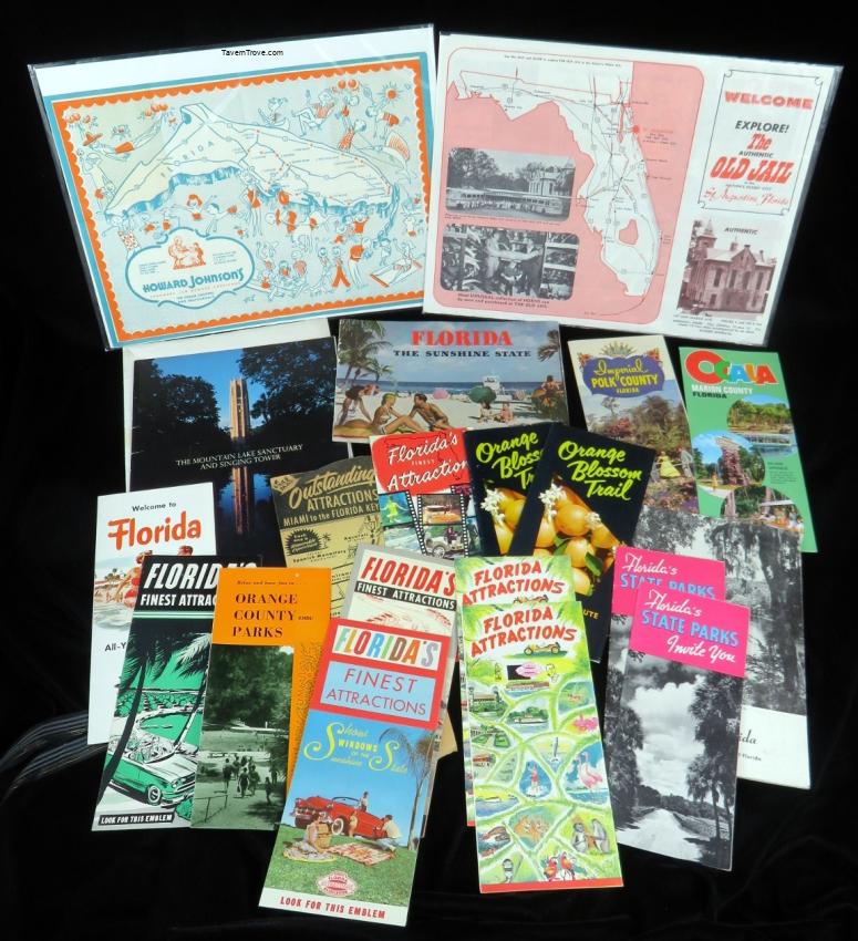 1950s-1970s Florida Tourist Brochures Placemats Maps