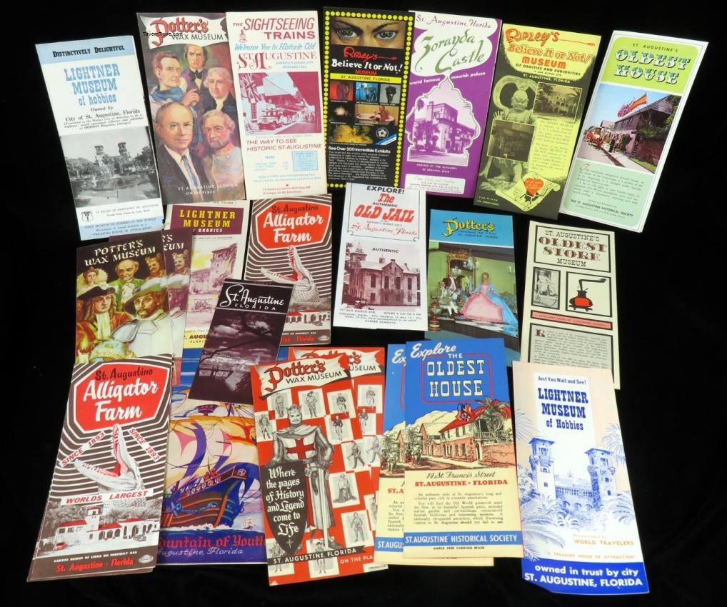 1950s-1970s ST. AUGUSTINE Florida Tourist Brochures and Maps