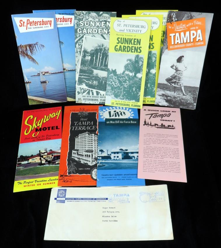 1950s-1970s TAMPA & ST PETERSBURG Florida Tourist Brochures and Maps