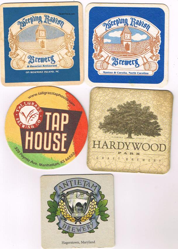1990s-2000s American Craft Beer Coasters lot of Five