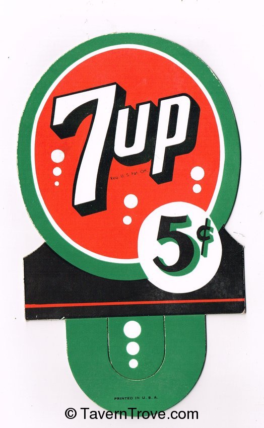 7Up 5¢ Cardboard Bottle Topper