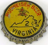 Budweiser Beer ~VA 2¢ Tax