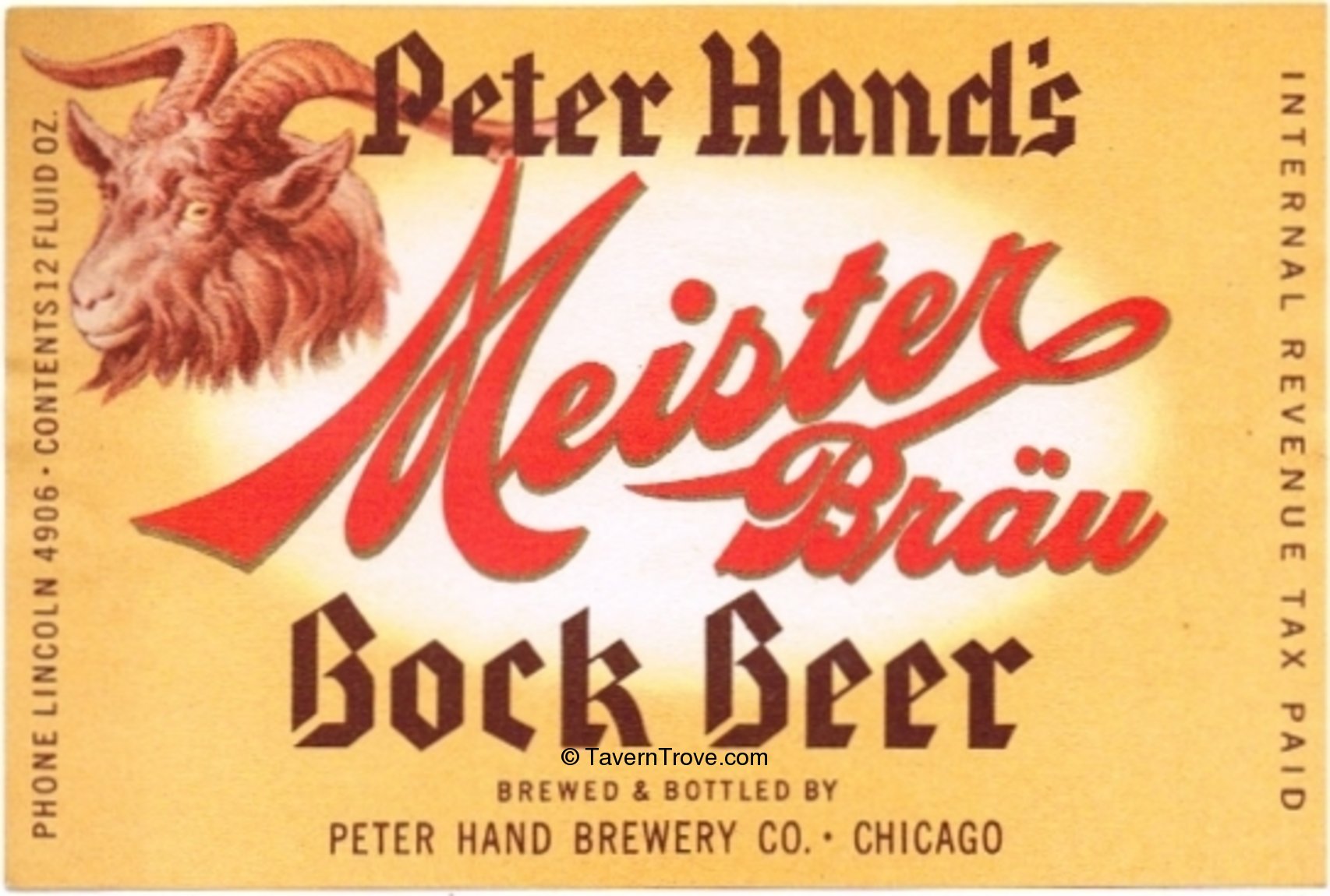 Item 75443 1941 Meister Bräu Bock Beer Label IL2811