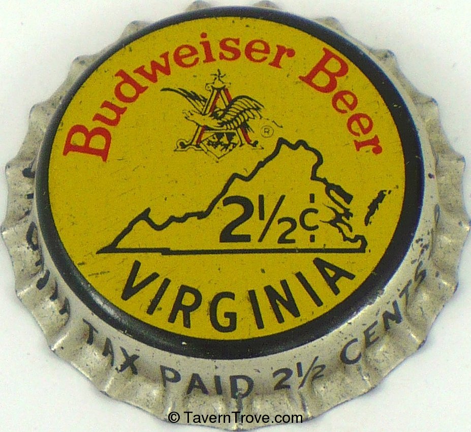 Budweiser Beer ~VA 2½¢ tax
