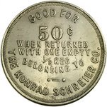 Konrad Schreier Brewery #574 50¢ keg check token