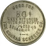 Konrad Schreier Brewery #231 50¢ keg check token