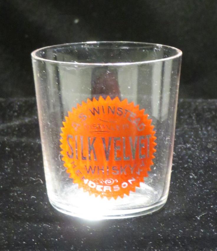 A S Winstead Silk Velvet Whiskey Etched Shot Glass Henderson Kentucky