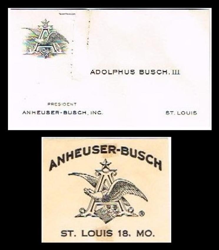 Adolphus Busch III Business Card with A&Eagle Logo