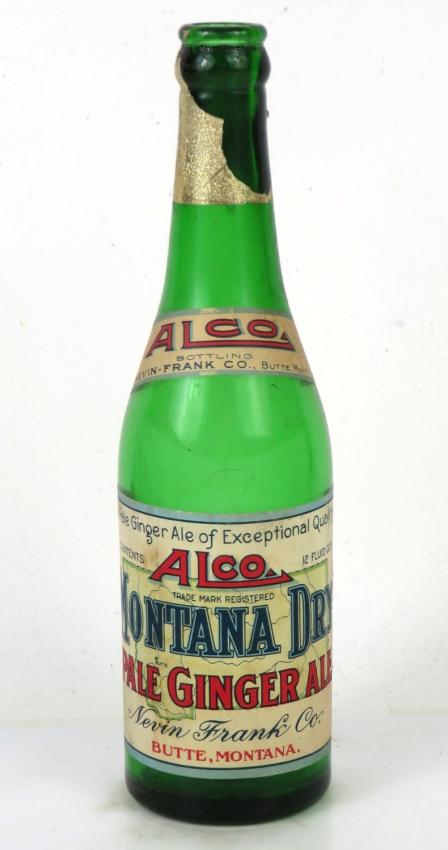 Alco Montana Dry Ginger Ale 12oz Bottle Nevin Frank Butte