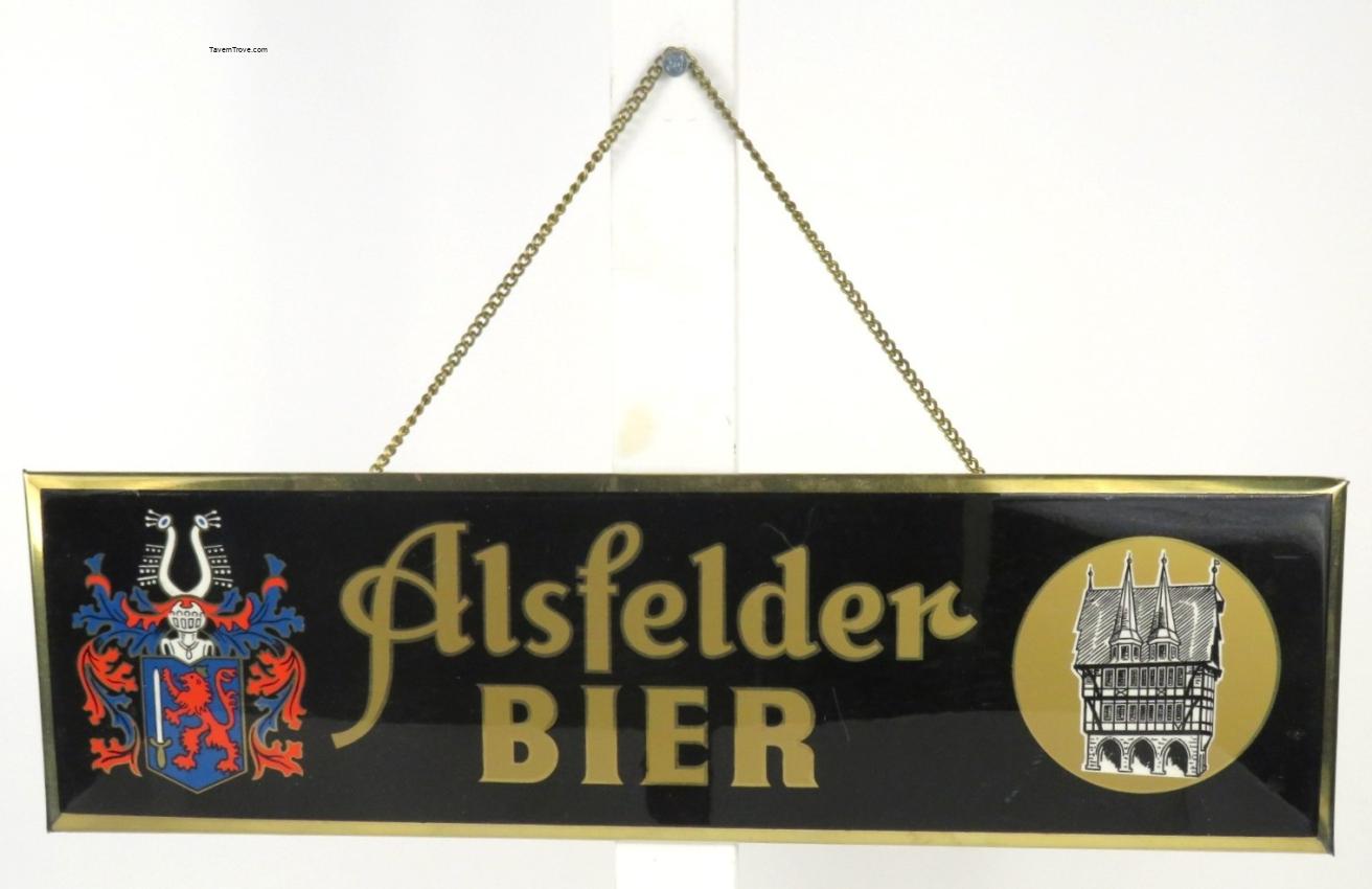 Alsfelder Bier Tin Over Cardboard Sign
