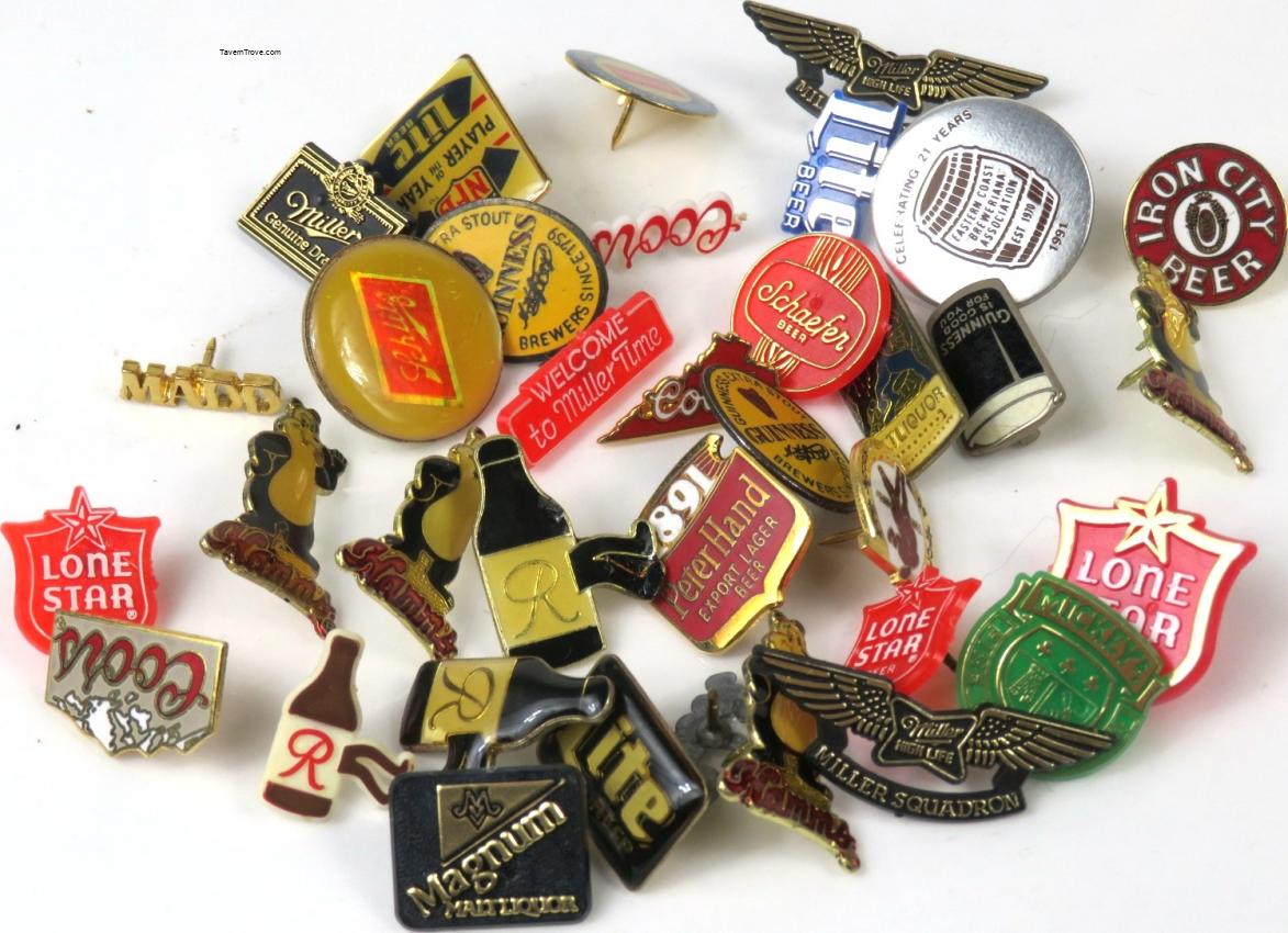American Brewery Pin Lot Hamm's Miller Rainier Peter Hand Guinness