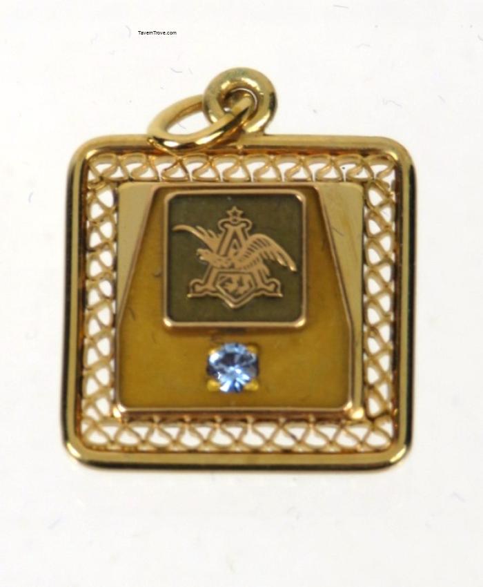 Anheuser-Busch A&Eagle 10K Gold & Blue Stone ¾ Inch