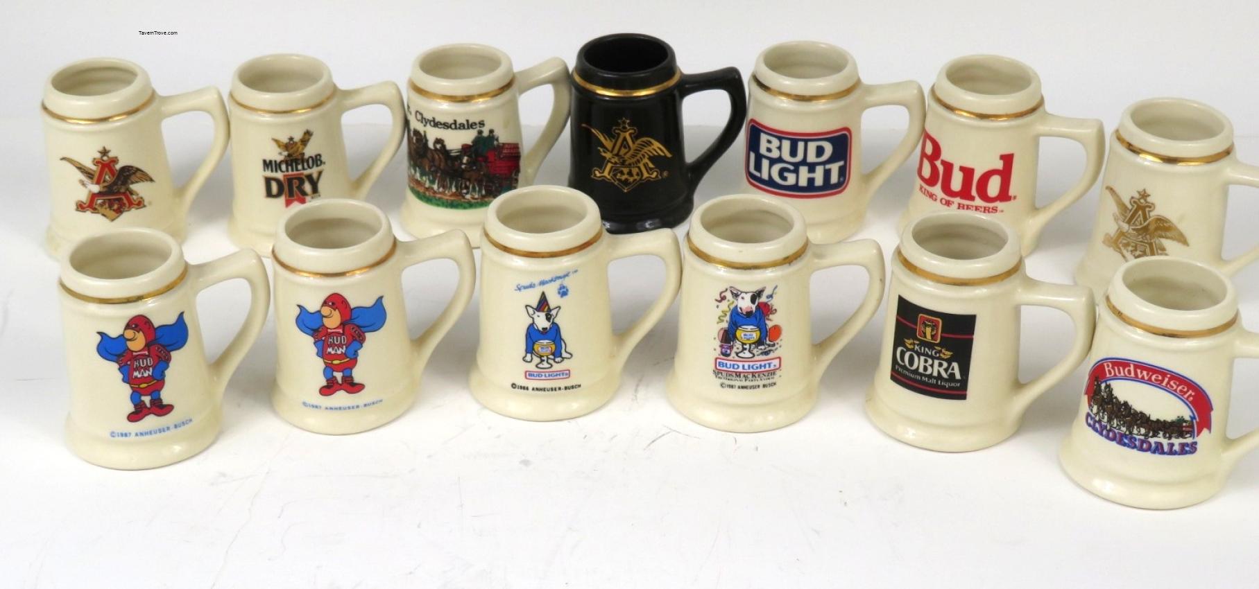 Anheuser Busch Brands set of 13 Ceramic Mini Mugs