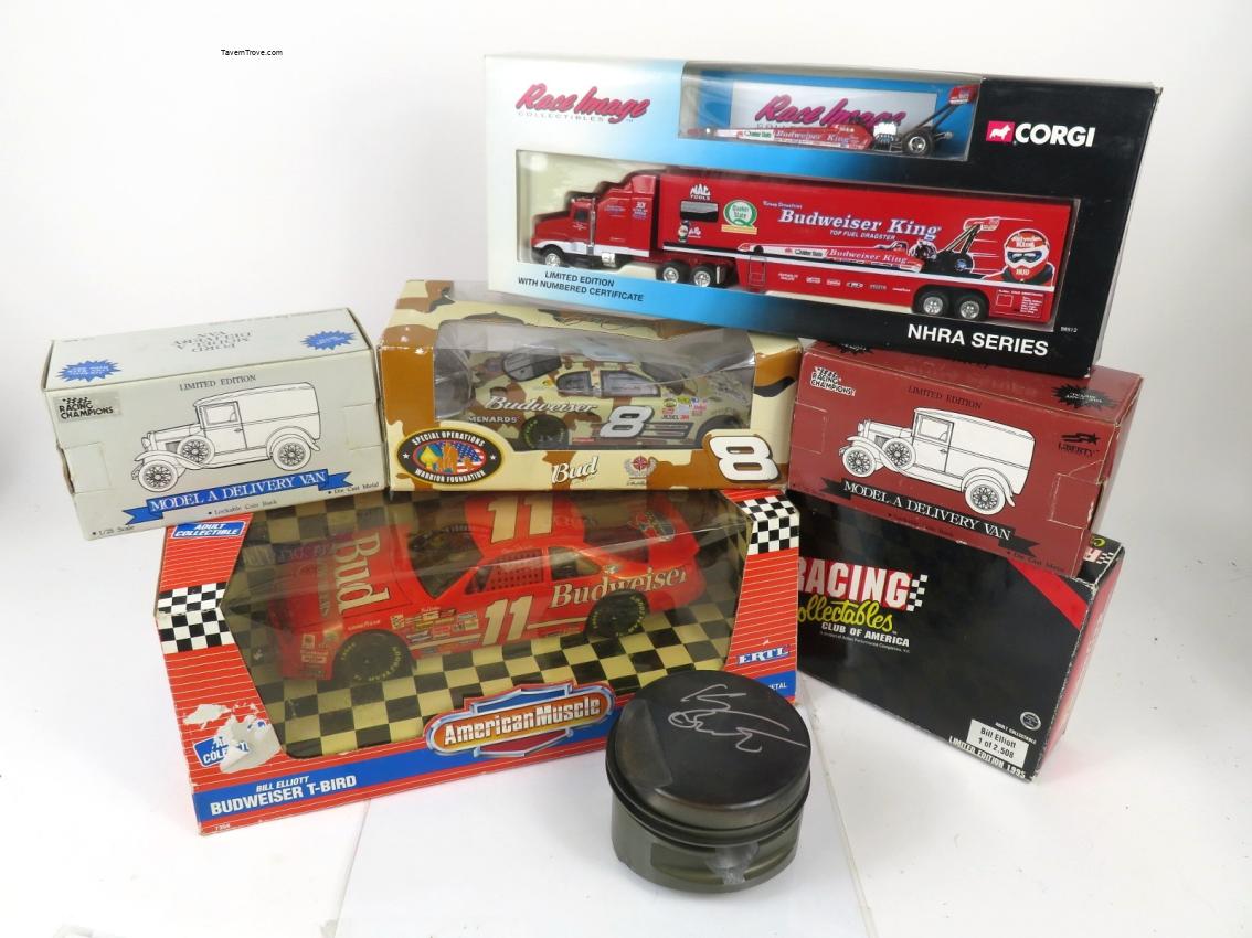 Anheuser Busch Budweiser Racing Vehicles Lot of Six Plus Kenny Bernstein Signed Piston