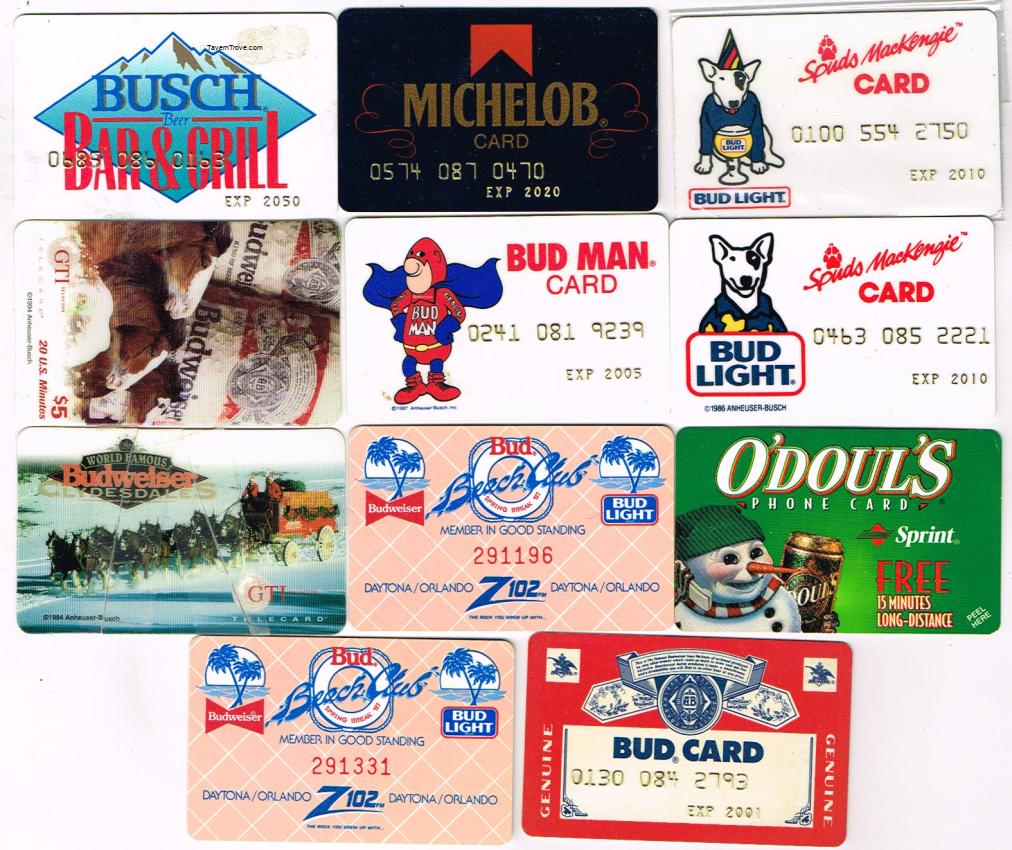 Anheuser-Busch Credit/Phone Cards Lot of 11