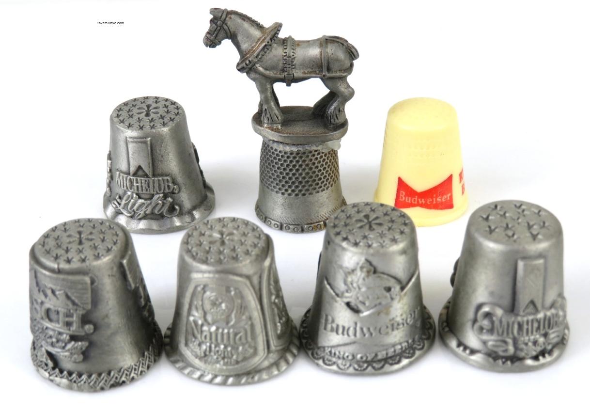 Anheuser Busch Porcelain Pewter & Celuoid lot of SEVEN