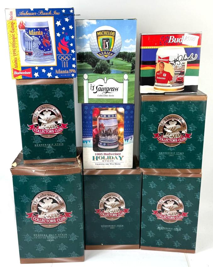 Anheuser Busch Steins lot of Nine
