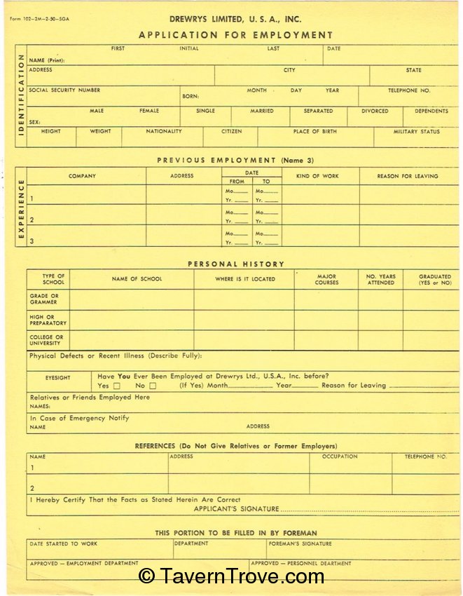 Application For Employment