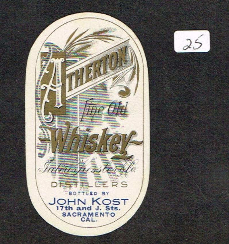 Atherton Whiskey Label (small) John Kost Sacramento California