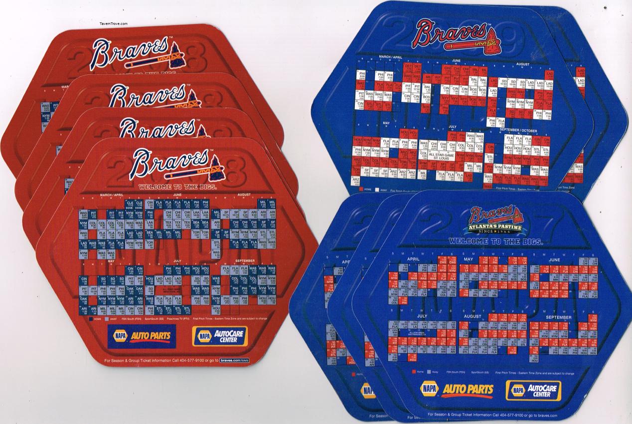 Atlanta Braves Baseball Lot of 9 Magnetic Schedules NAPA Auto