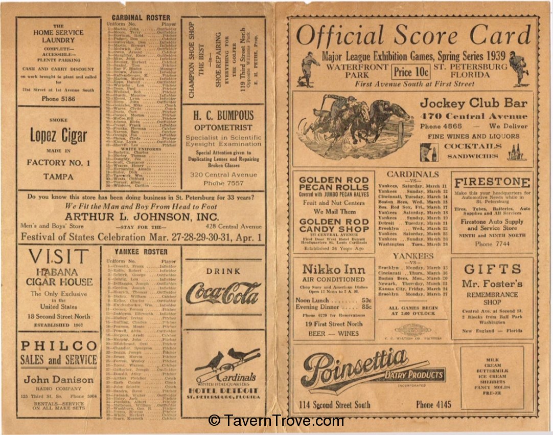 Atlantic Ale & Beer Baseball Scorecard