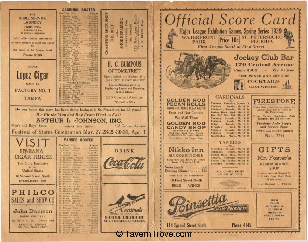 Atlantic Ale & Beer Baseball Scorecard
