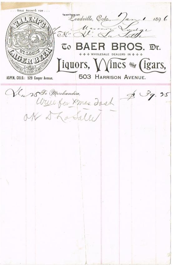 Baer Bros. (Agents for Lemp)