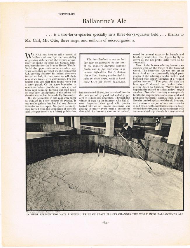 Ballantine's Ale Fortune Magazine Article