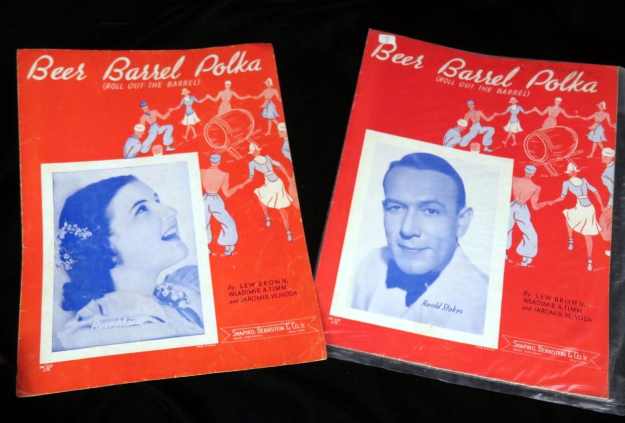 Beer Barrel Polka Rose Marie and Harold Stokes Song Sheets lot of Two