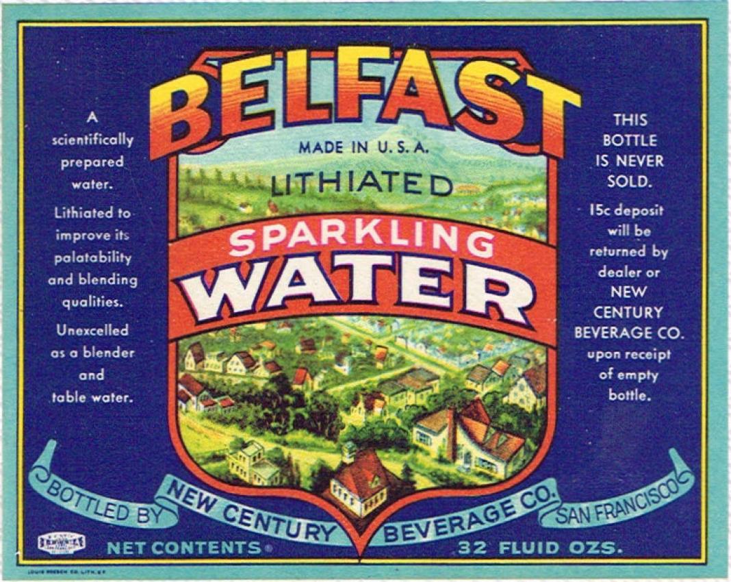 Belfast Lithiated Water New Century San Francisco California 32oz