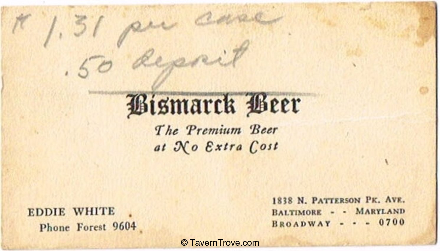 Bismarck Beer - Eddie White