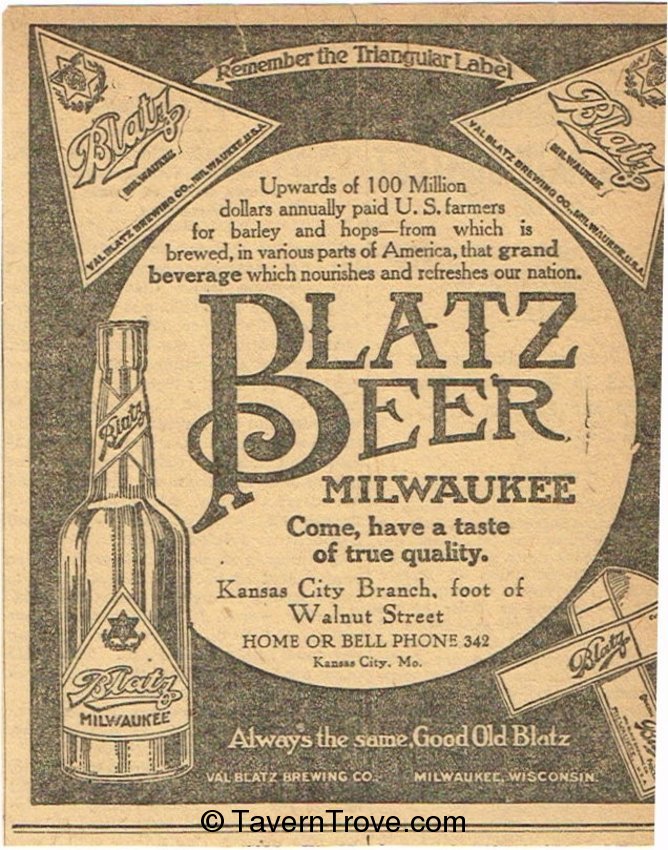 Item #79721 1908 Blatz Beer Paper Ad