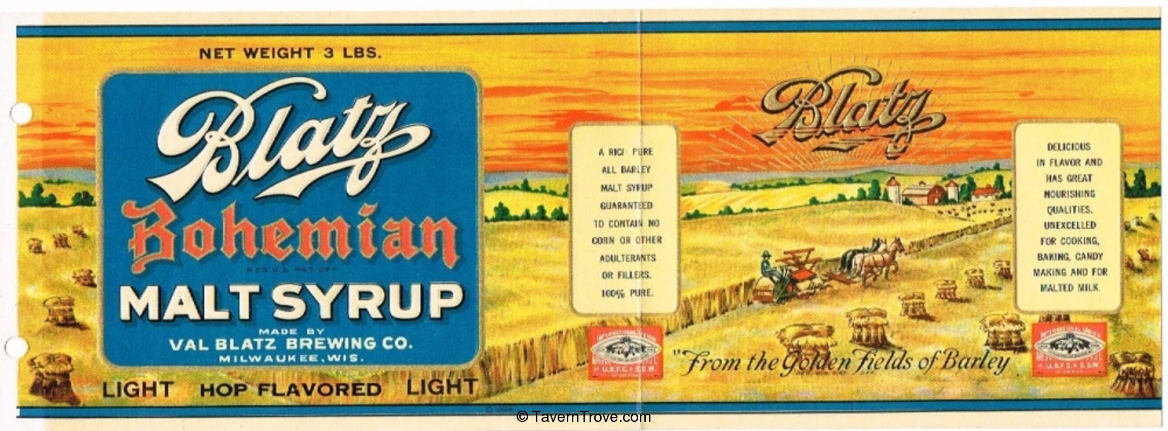 Blatz Bohemian Light Malt Syrup