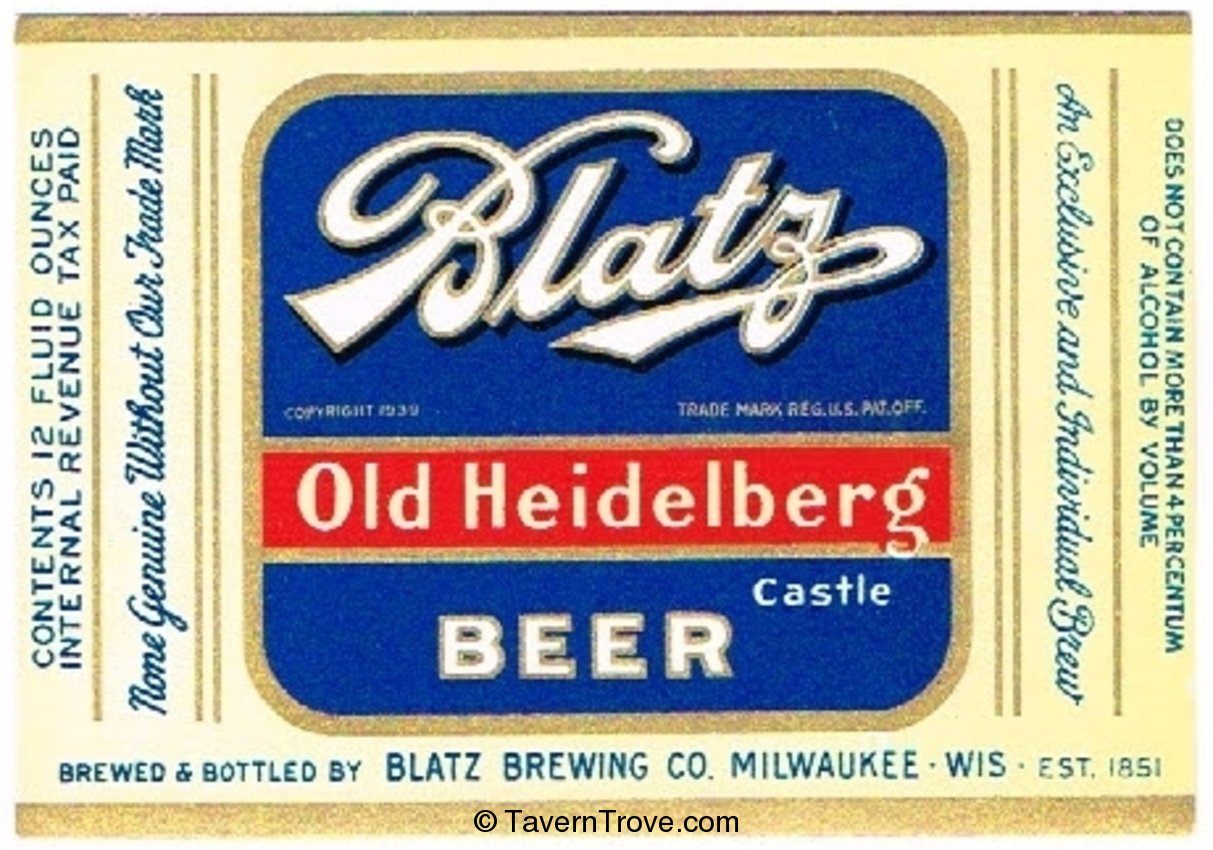 Blatz Old  Heidelberg Beer