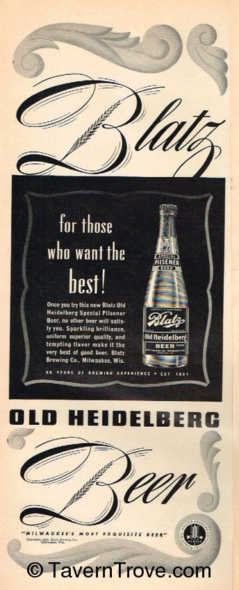 Blatz Old Heidelberg Beer