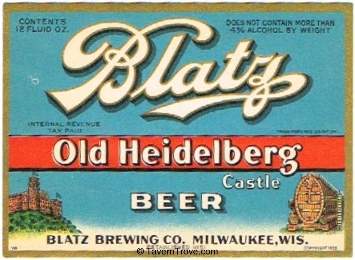 Blatz Old Heidelberg Castle Beer