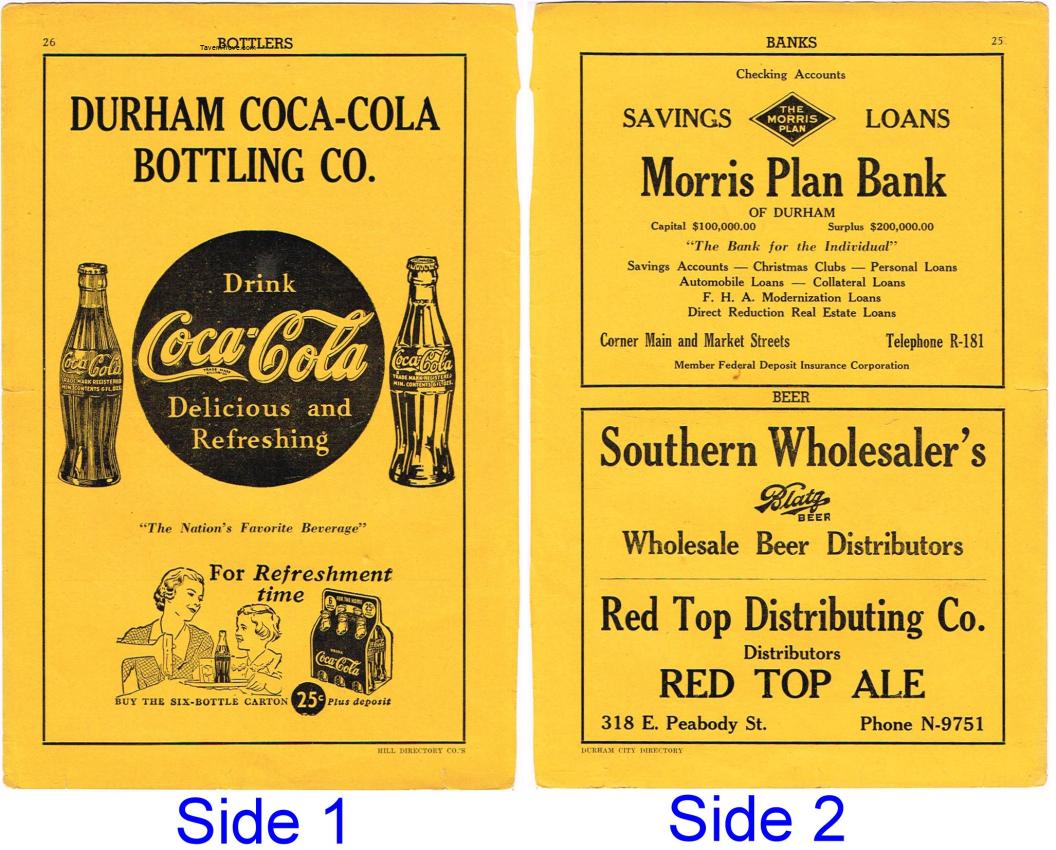Blatz Beer/Red Top Ale/Coca-Cola Durham North Carolina
