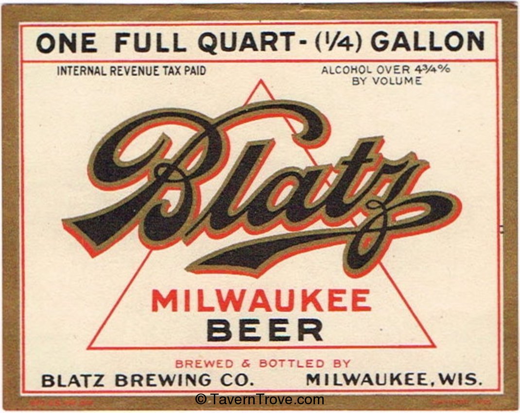 Blatz Milwaukee  Beer