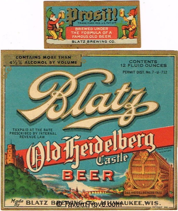 Blatz Old Heidelberg Castle Beer