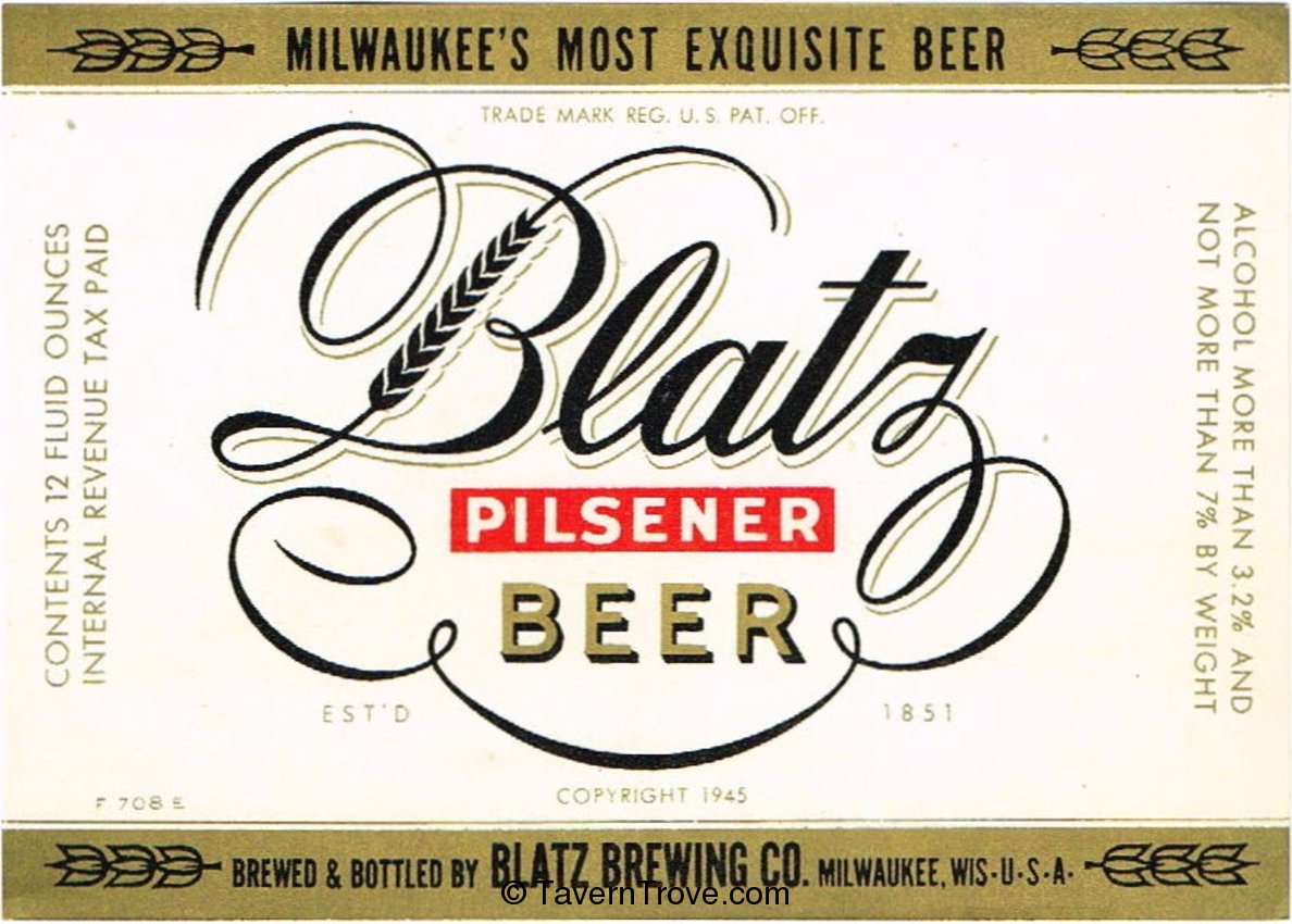 Blatz Pilsener  Beer
