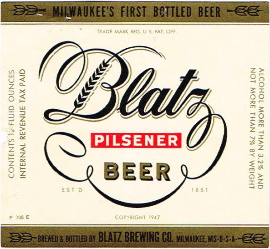 Blatz Pilsener  Beer (F 708E)