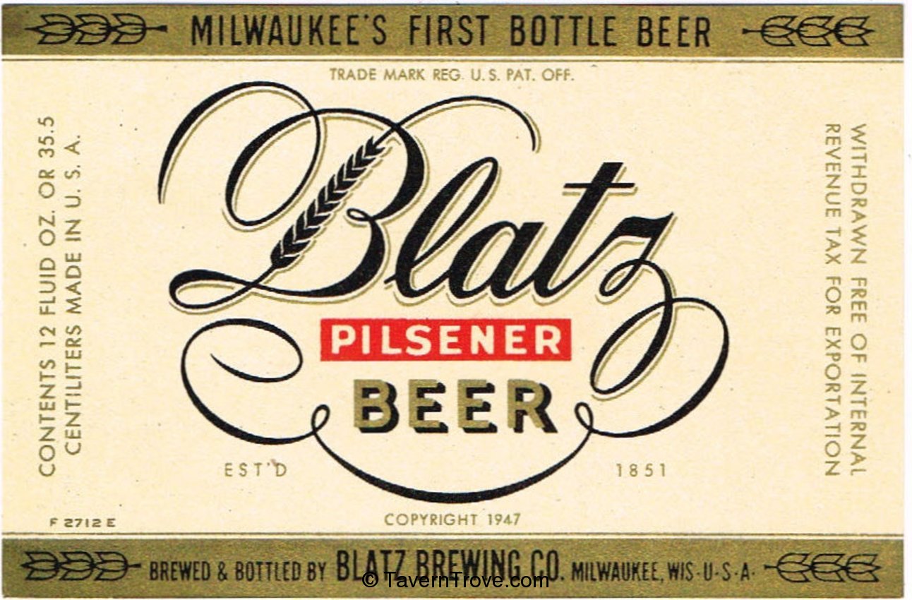 Blatz Pilsener Beer (Withdrawn Free)