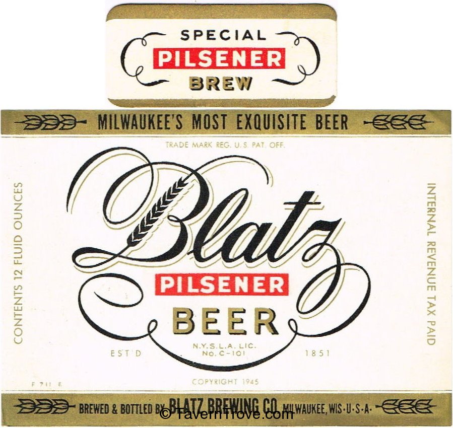 Blatz Pilsener Beer (NY Lic.)