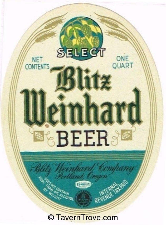 Blitz Weinhard  Select Beer