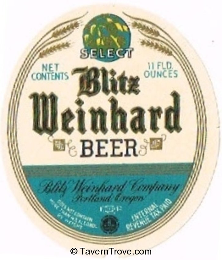 Blitz Weinhard Select Beer