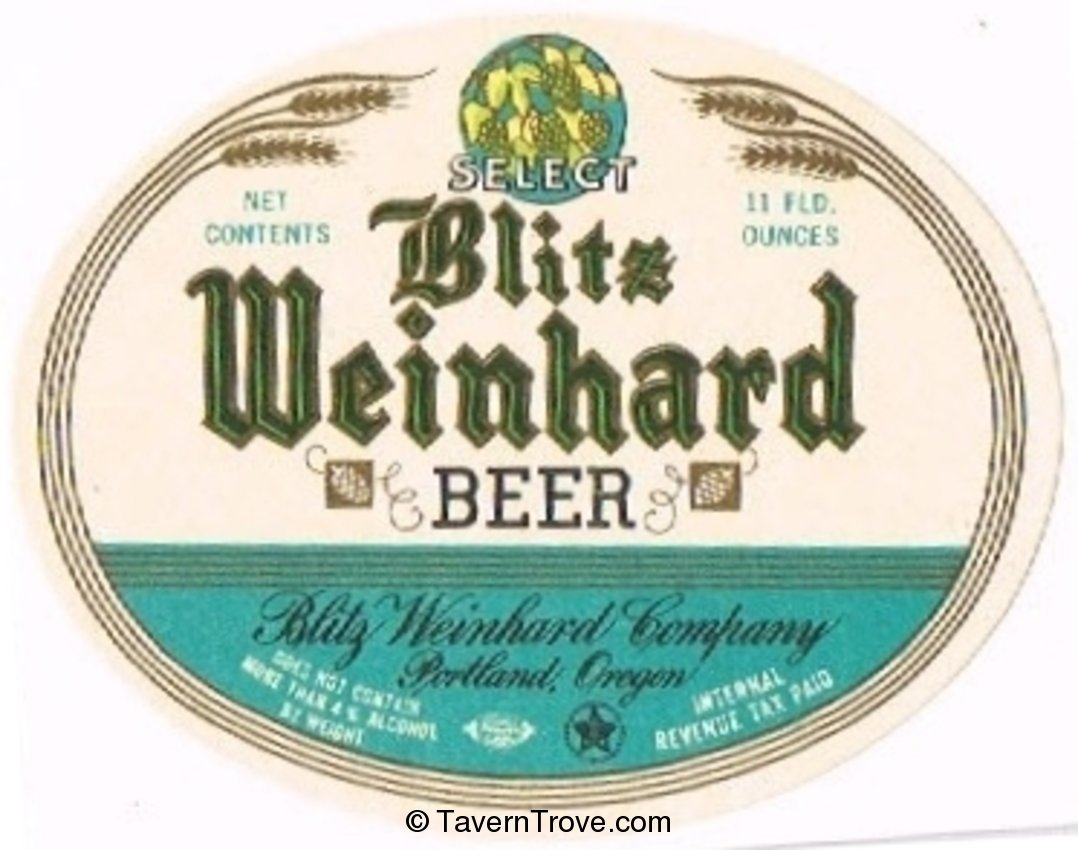 Blitz Weinhard Select Beer
