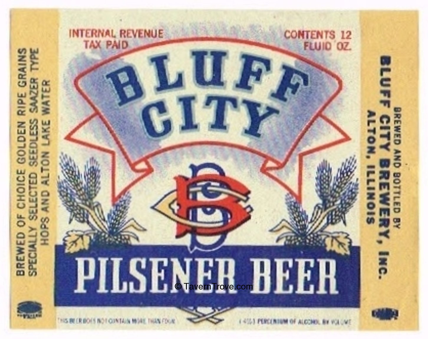 Item 64037 1945 Bluff City Pilsener Beer Label IL515