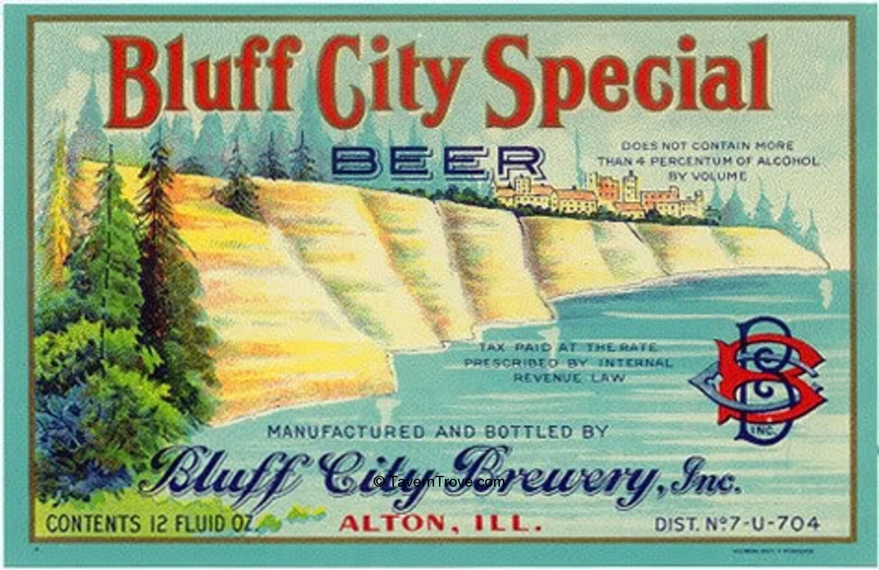 Item 74504 1933 Bluff City Special Beer Label IL506