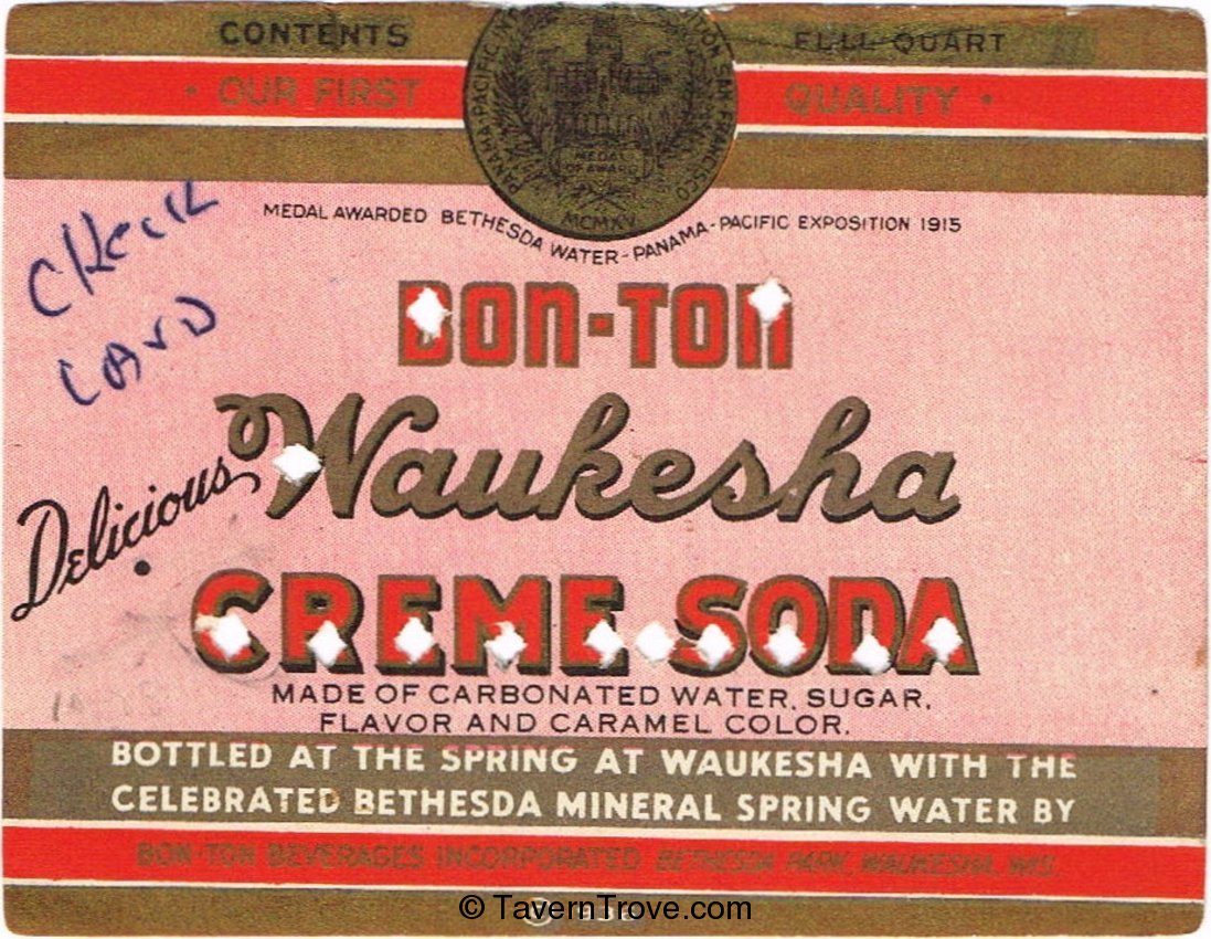 Bon-Ton Cream Soda Waukesha Wisconsin
